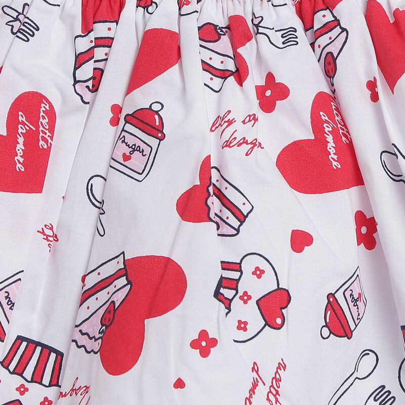 Girls White & Red Woven Skirt image number 2